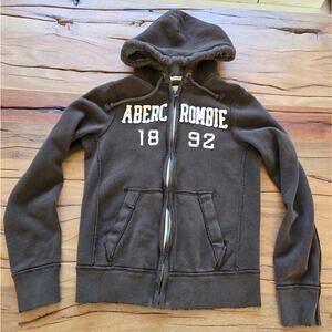 A&F Abercrombie Men's Thick Zip Up Vintage Brown Sweatshirt